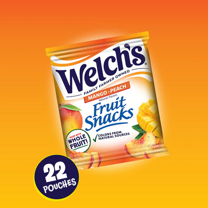 Welch's Fruit Snacks Mango-Peach Soft Fruit Snacks for Halloween, .8 oz, 22 Count