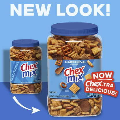 Chex Mix Traditional Original Recipe Snack Mix, Snacks, Tub, 20 oz