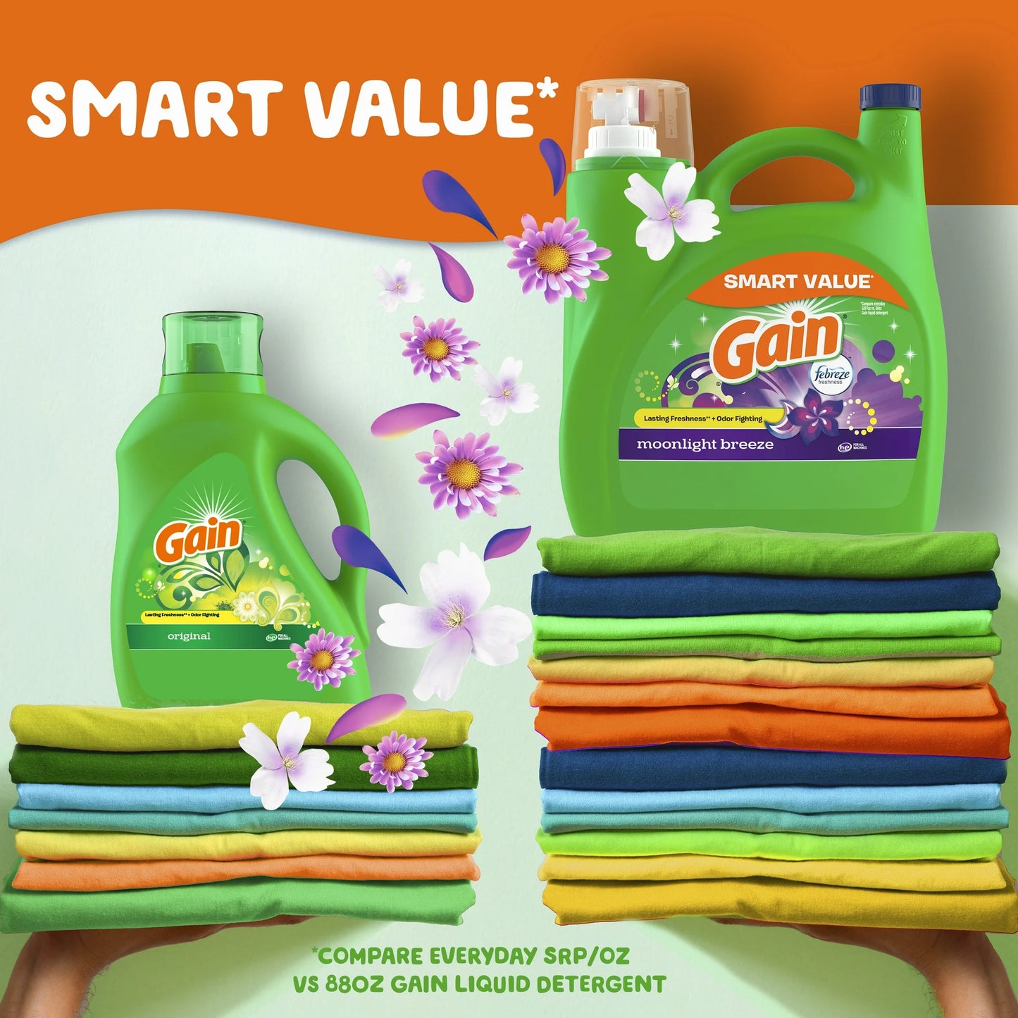 Gain Liquid Laundry Detergent, Moonlight Breeze Scent, 154 fl oz, 107 Loads