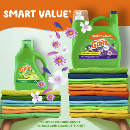 Gain Liquid Laundry Detergent, Moonlight Breeze Scent, 154 fl oz, 107 Loads