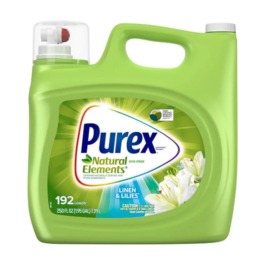 Purex Natural Elements Liquid Laundry Detergent, Linen & Lilies, 250 fl oz, 192 Loads, Value Size