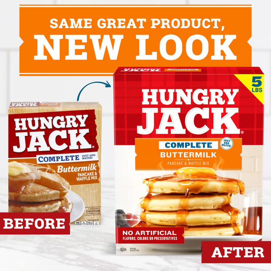 Hungry Jack Complete Buttermilk Pancake Mix and Waffle Mix, 5 Lb Box
