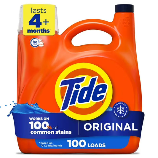 Tide Laundry Detergent Liquid, Original Scent, 132 fl oz, 100 Loads, HE Compatible