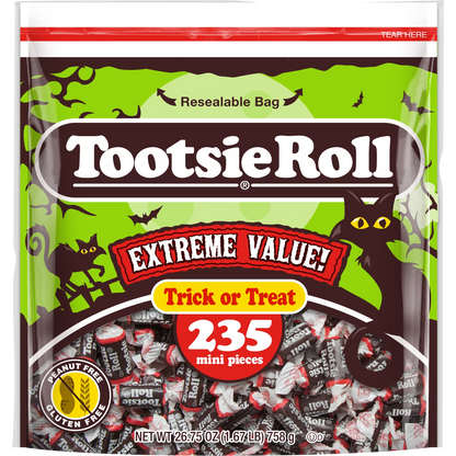 Tootsie Roll, Midgees, 26 oz, 235 Piece Bag. Peanut-Free, Gluten Free, Contains Milk and Soy.