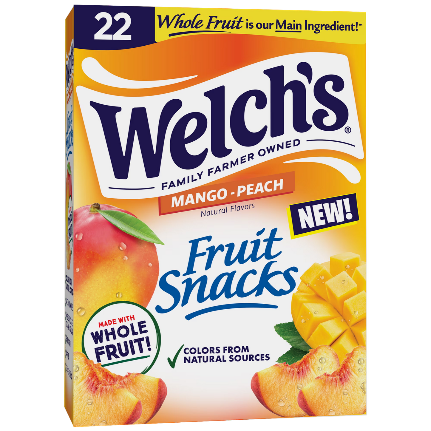 Welch's Fruit Snacks Mango-Peach Soft Fruit Snacks for Halloween, .8 oz, 22 Count