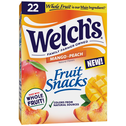 Welch's Fruit Snacks Mango-Peach Soft Fruit Snacks for Halloween, .8 oz, 22 Count