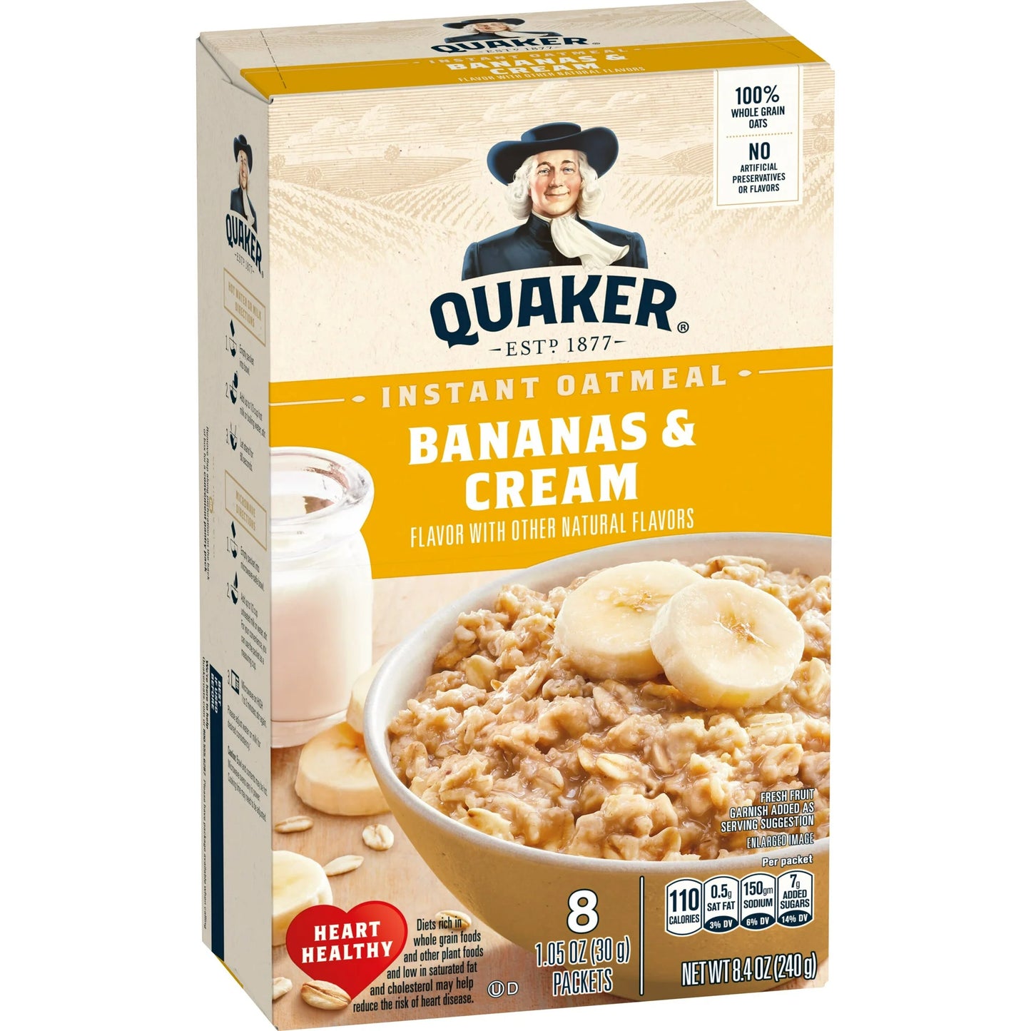 Quaker Instant Oatmeal Bananas & Cream 1.05 Oz 8 Count