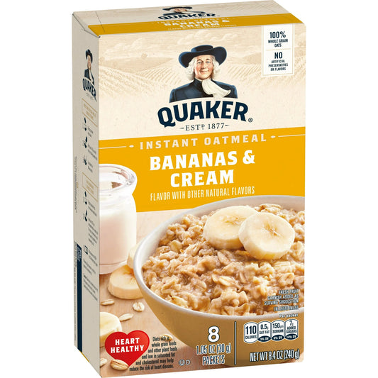 Quaker Instant Oatmeal Bananas & Cream 1.05 Oz 8 Count
