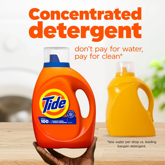 Tide Laundry Detergent Liquid, Original Scent, 132 fl oz, 100 Loads, HE Compatible